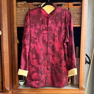 Burgundy Red and mustard yellow reversible Dragon  Jacket